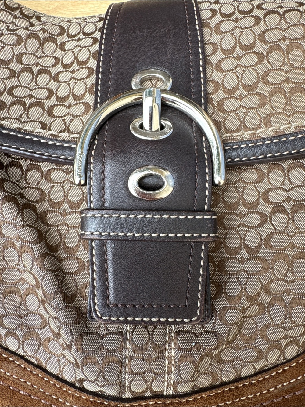 Coach F10926 Vintage Soho Signature C Canvas With Suede Shoulder Bag In Brown - Picture 11 of 16